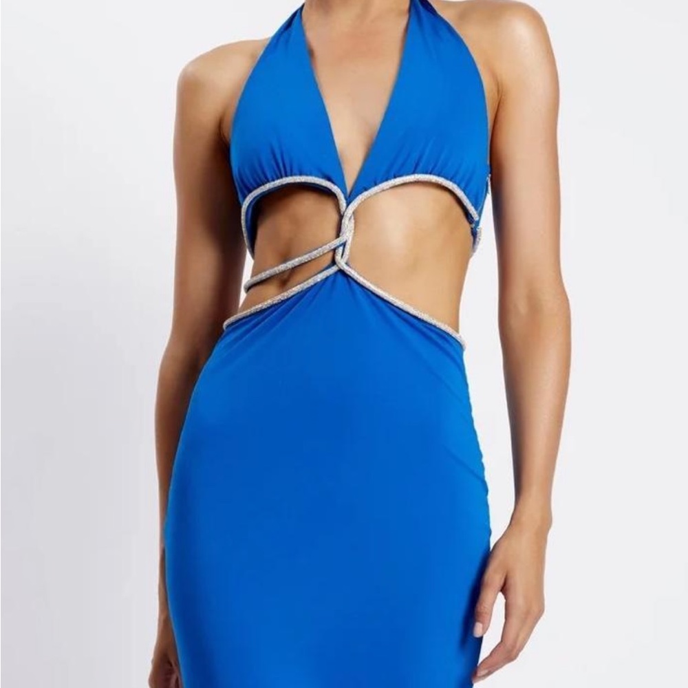 Blue Meshki Dress #goingout #partydress #gown #weddingguest #halter